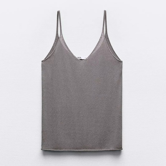 Zara Tops - NWT Zara Knit Strappy Top Anthracite Gray Small